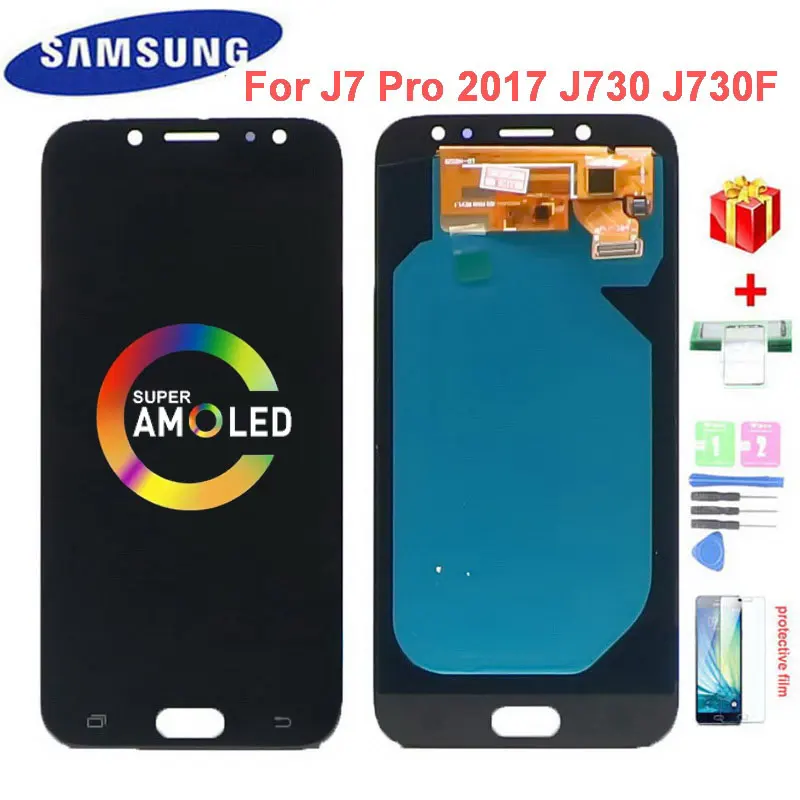 

ЖК-дисплей Super AMOLED для Samsung Galaxy J7 Pro 2017 J730 J730F SM-J730F J730FM/D, ЖК-дисплей с сенсорным экраном и дигитайзером в сборе