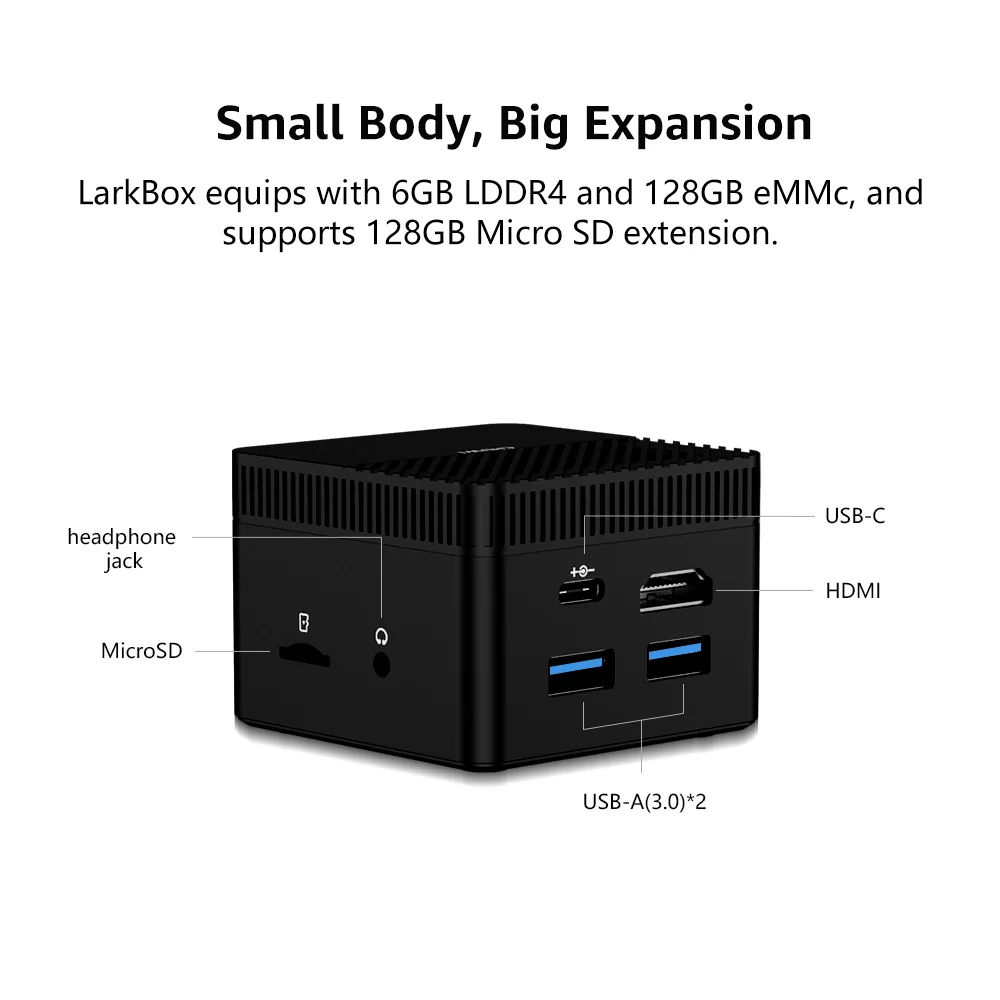 

CHUWI LarkBox World's Smallest Mini PC windows 10 system 4K Intel Celeron J4115 Processor Quad core 6GB RAM 128G EMMC