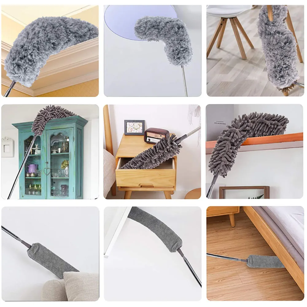 

3pcs Long Handle Duster Cleaner Brush Kit Bendable Telescopic Microfiber Duster for Furniture Ceiling Household Cleaning Tools