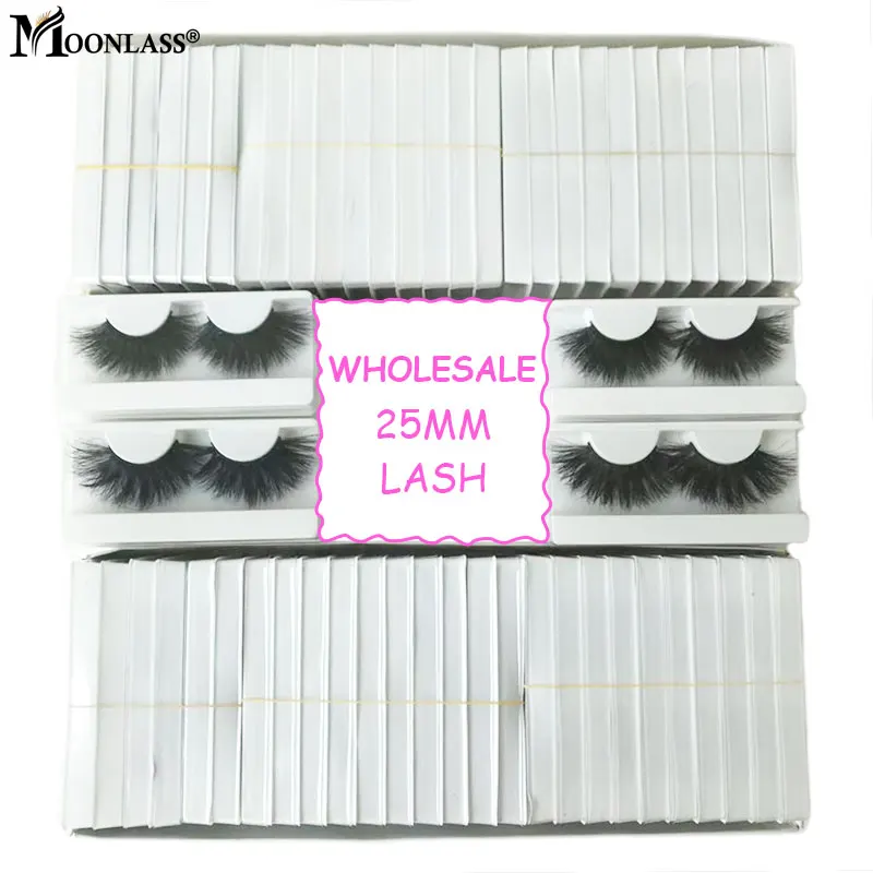 30 pairs Mink Eyelashes Bulk 25mm Dramatic Long 3D Mink Lashes Moonlass Makeup Luxury 25mm Lashes Wholesale False Eyelash