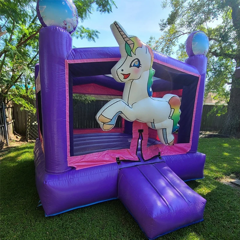 

Bounce House Unicorn Pattern Moonwalk Jumping Trampoline Inflatable PVC Bouncy House For Kids Outdoor Play