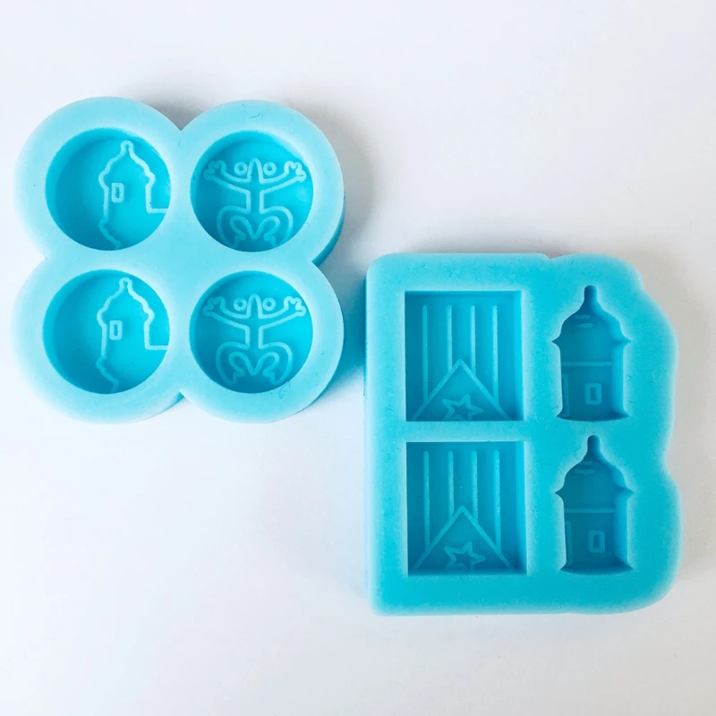 

DIY Flag Frog Round Stud Earrings Silicone Mold Mini Castle Earrings Studs Resin Casting Mold Craft Jewelry Making Tools