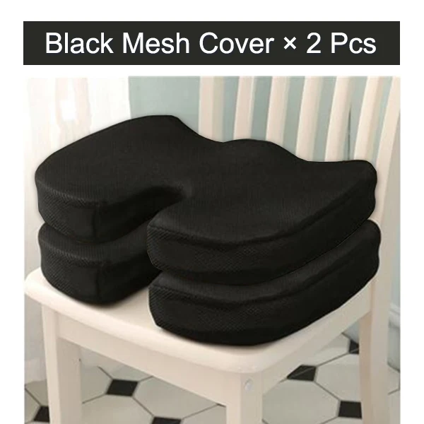 Black Mesh 2Pcs Set Подушка для стула из пенополиуретана с эффектом памяти, ортопедическая подушка для спины автомобиля, геморроидное сиденье, задняя кость, копчик, защитный коврик, офисный диван - Цвет: Black Mesh 2Pcs Set