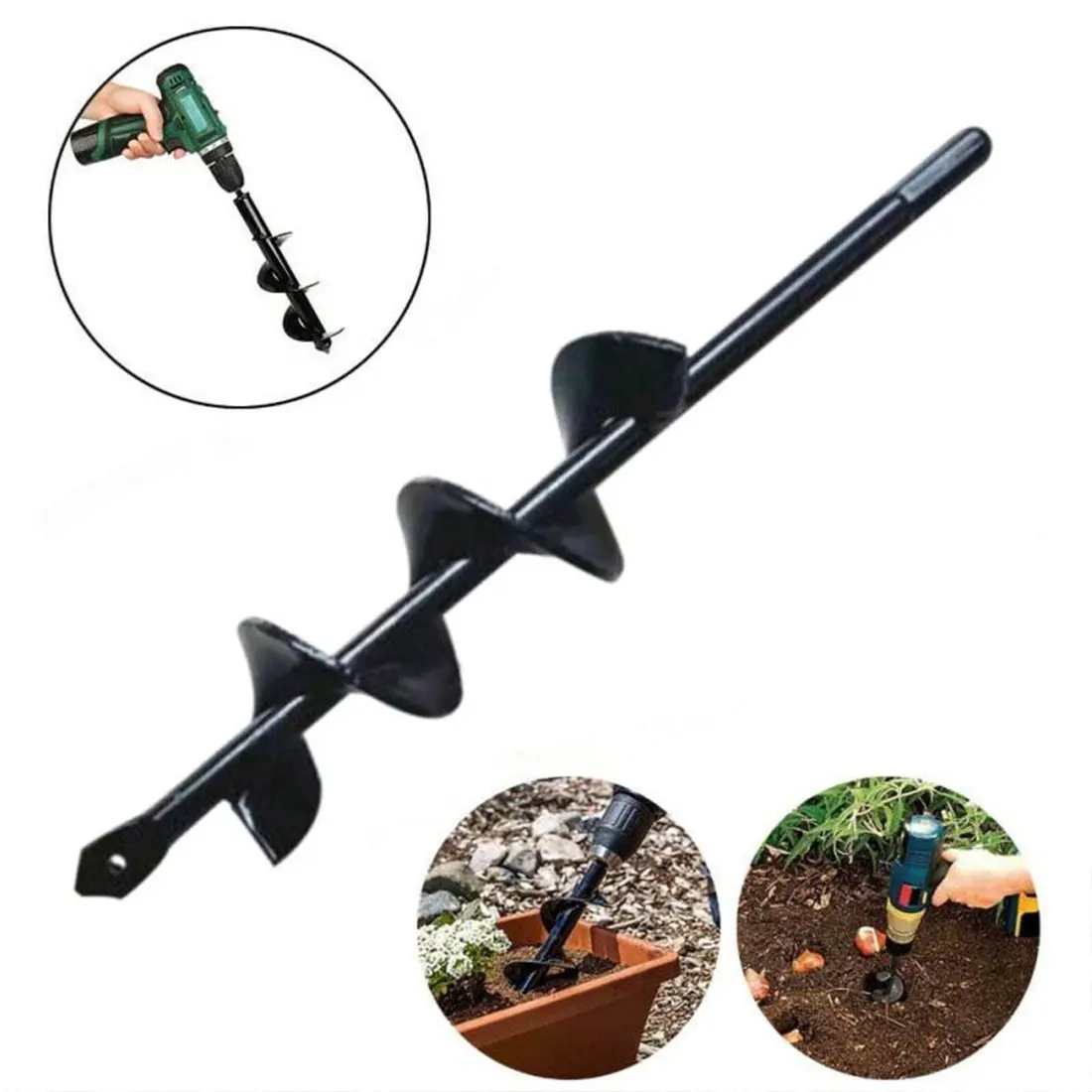 

6 Sizes Garden Auger Drill Bit Tool Spiral Hole Digger Garden Yard Tools For Seed Planting Gardening Fence Flower Planter