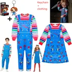 Хэллоуин косплей страшный костюм для детей девочек, игра Чаки хорошие ребята 3D печатные Косплей комбинезоны Поддельные 2 шт. брелок