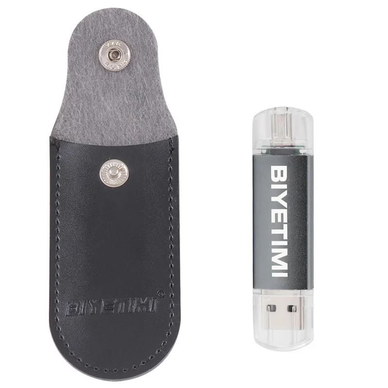 Серый USB флеш-накопитель Biyetimi, высокоскоростная кожаная сумка, OTG 8 ГБ, 16 ГБ, 32 ГБ, флеш-накопитель, карта памяти USB, флешка для смартфона - Цвет: Серый
