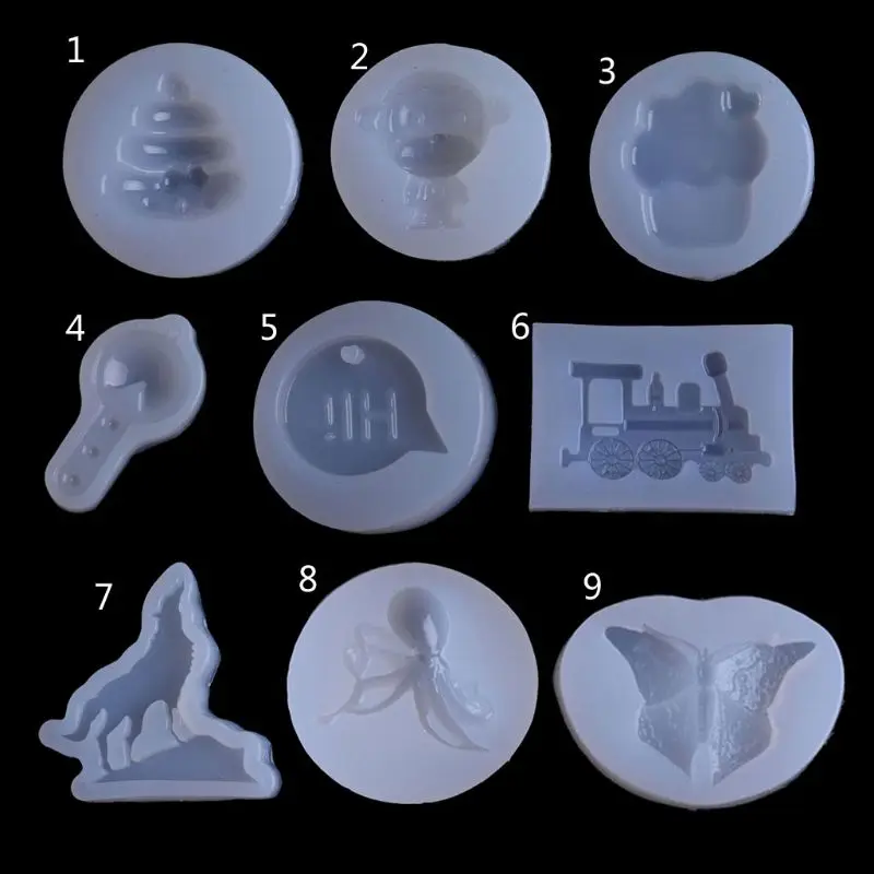 

New DIY Wolf Butterfly Monkey Train Pendant Silicone Resin Mold Jewelry Making Tools