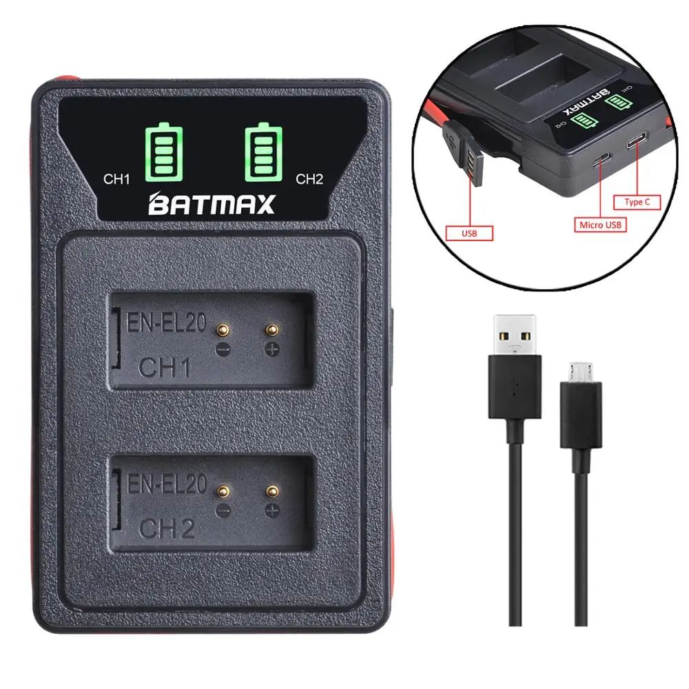 Аккумуляторное зарядное устройство Batmax двойное со светодиодной подсветкой с