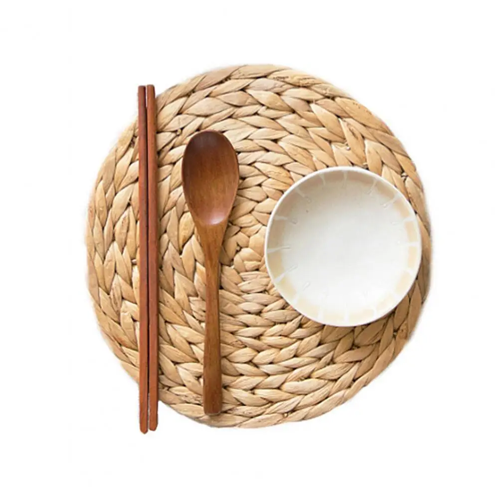 

Placemat Gourd Woven Anti-scald Round Shape Table Decoration Mat for Kitchen