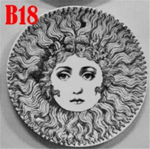 Fornasetti тарелка, подвесное блюдо, итальянский дизайн, декоративная подвесная тарелка для дома, европейский стиль, фруктовые тарелки Fornasetti блюдо - Цвет: 18