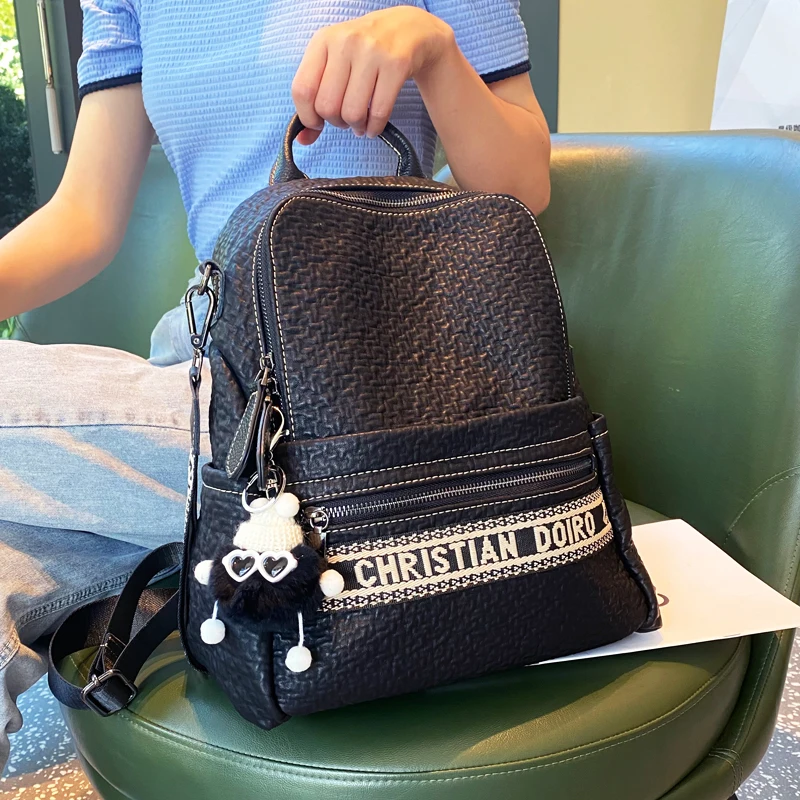 

Simple and Versatile Backpack New Niche Casual Dual-use Bag Korean PU Soft Leather Backpack Female College Students Mochilas