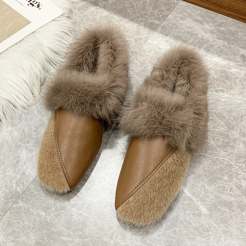 

Plush Shoes Women Autumn Winter 2021 New Style Peas Shoes British Style One-step Flat-bottomed Plus Velvet Women's Cotton Shoes