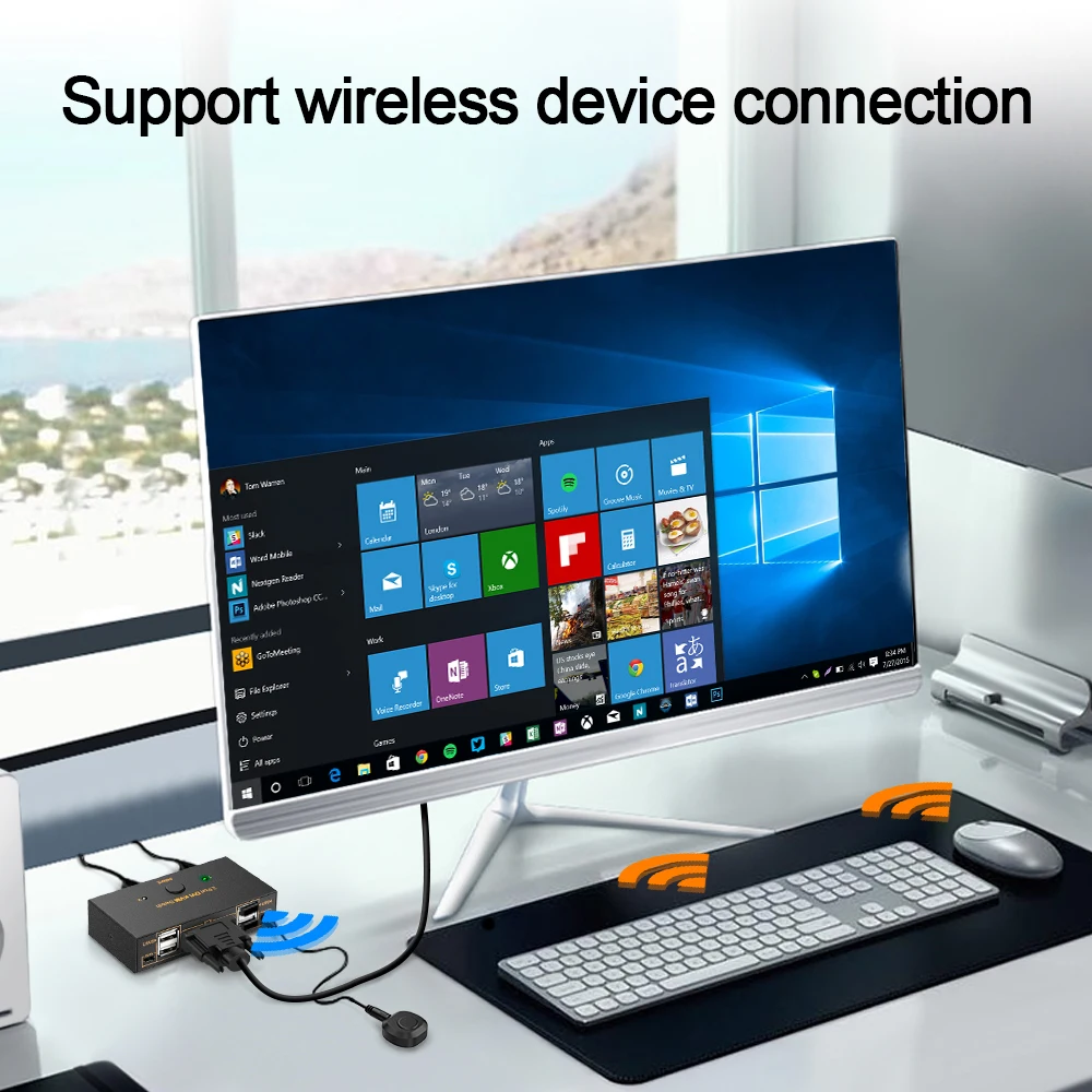 Rocketek 2-портовый KVM-переключатель 4 USB 2.0 DVI 1080P сплиттер принтер мышь клавиатура