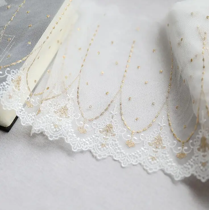 Роскошная горячая Распродажа 1 метр золотого кружева и ткани для вышивки 21 5 см