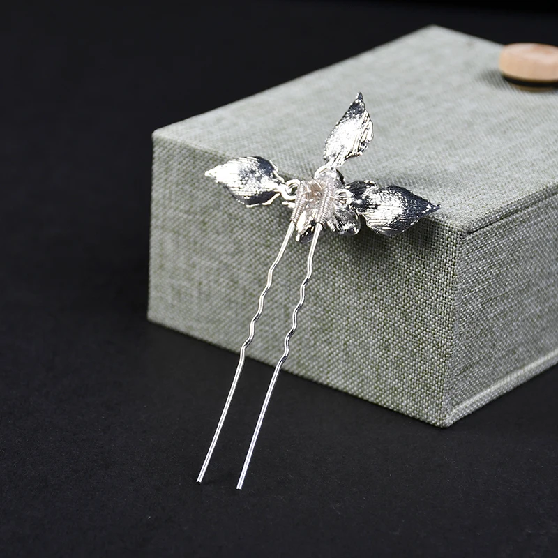 4 шт Серебряный цвет белый цветок лист шпильки для волос женщин Свадебные