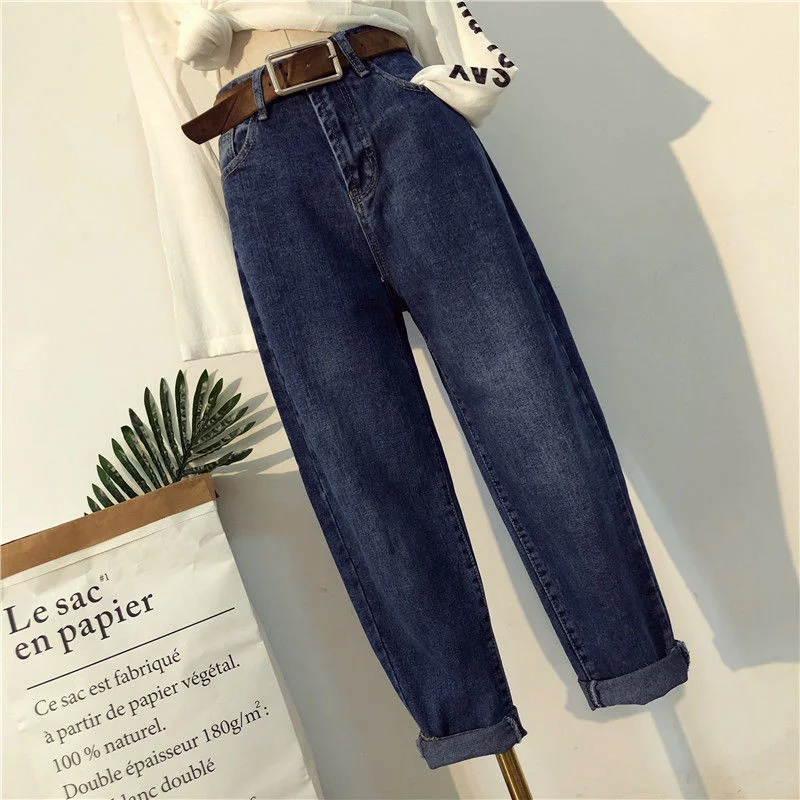 

Ladies Jeans Spring And Autumn 2021 New Korean Students Loose High Waist Old Pants Harlan Jeans Carrot Pants Women Fashion Retro