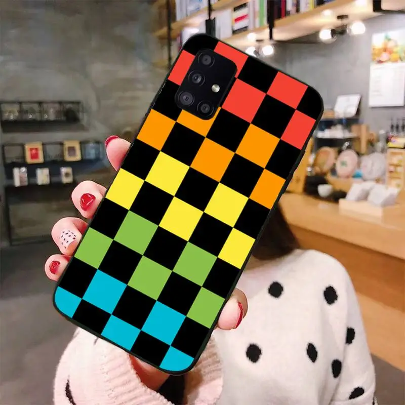 

Checkerboard Checkered Phone Case For Samsung S6 S7 edge S8 S9 S10 e plus A10 A50 A70 note8 J7 2017