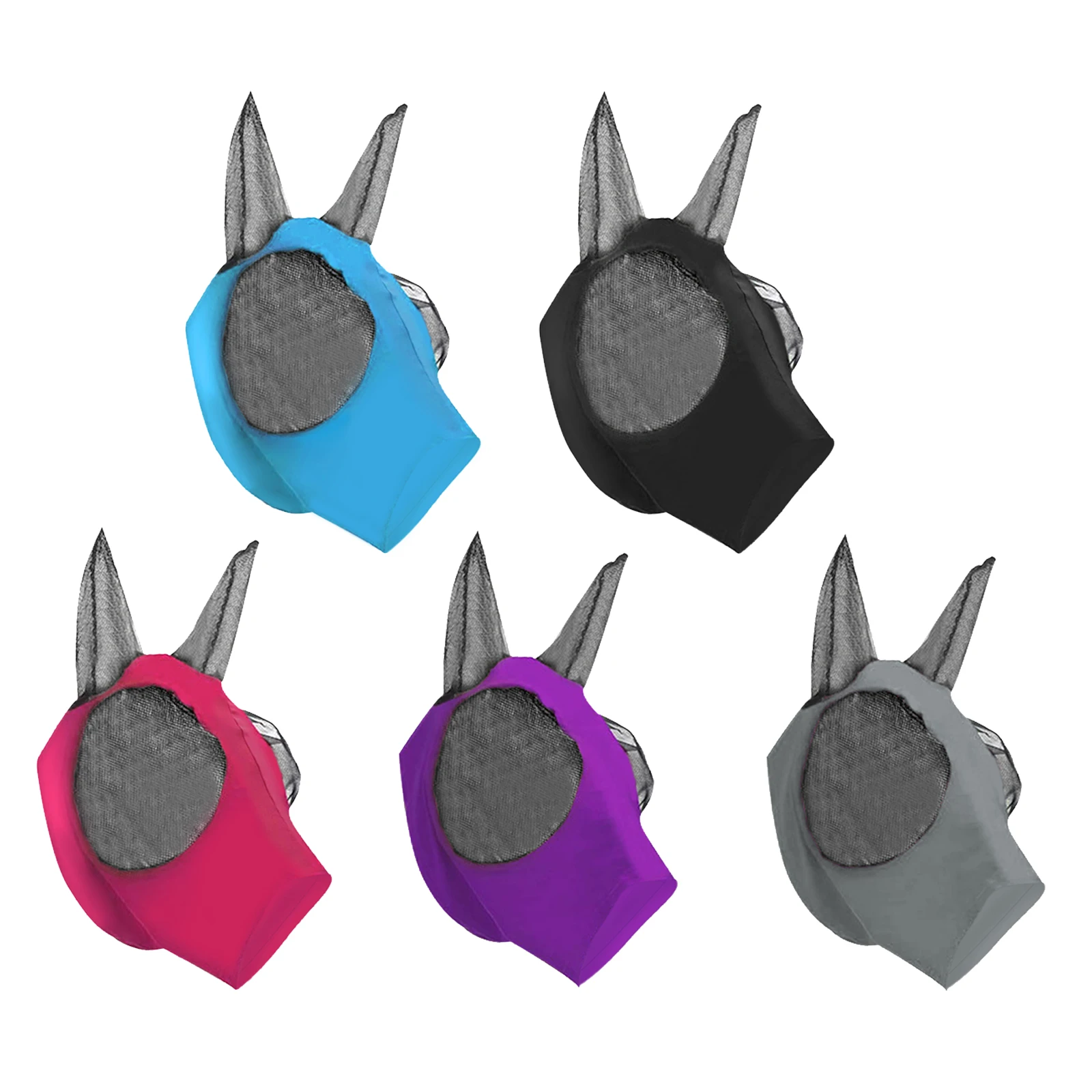 

1pc Anti-Fly Mesh Equine Mask Horse Mask Stretch Bug Eye Horse Fly Mask with Covered Ears Horse Fly Mask Long Nose with Ears