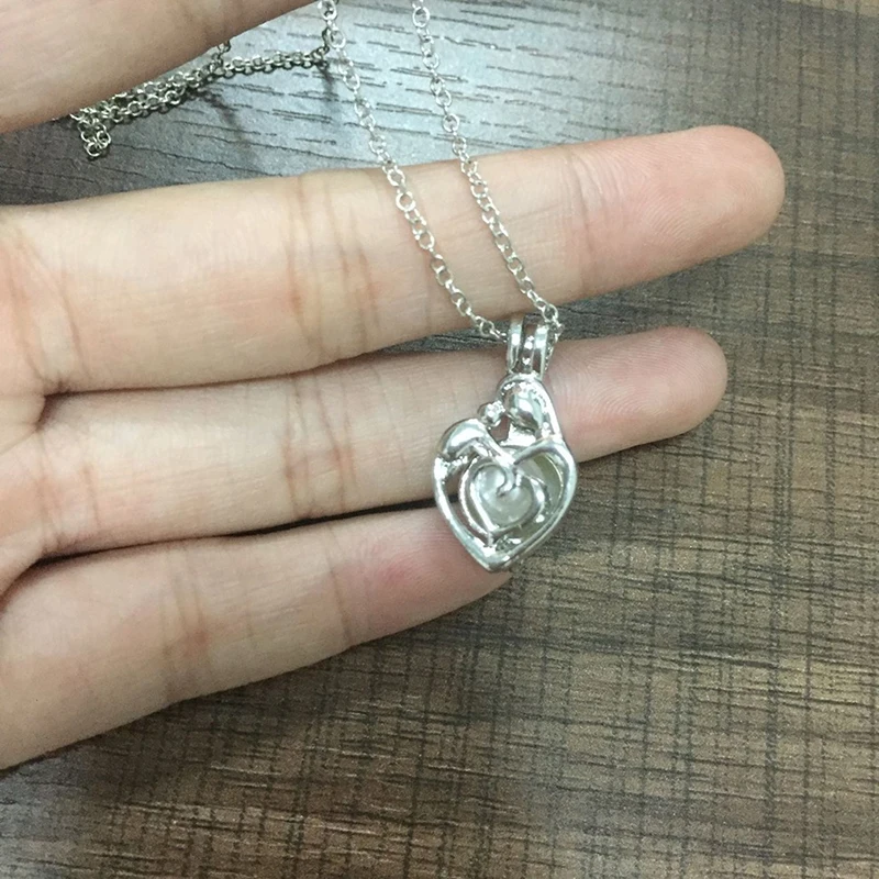 Модные жемчужные бусы клетка Двойное сердце любовь ожерелье для женщин Простые