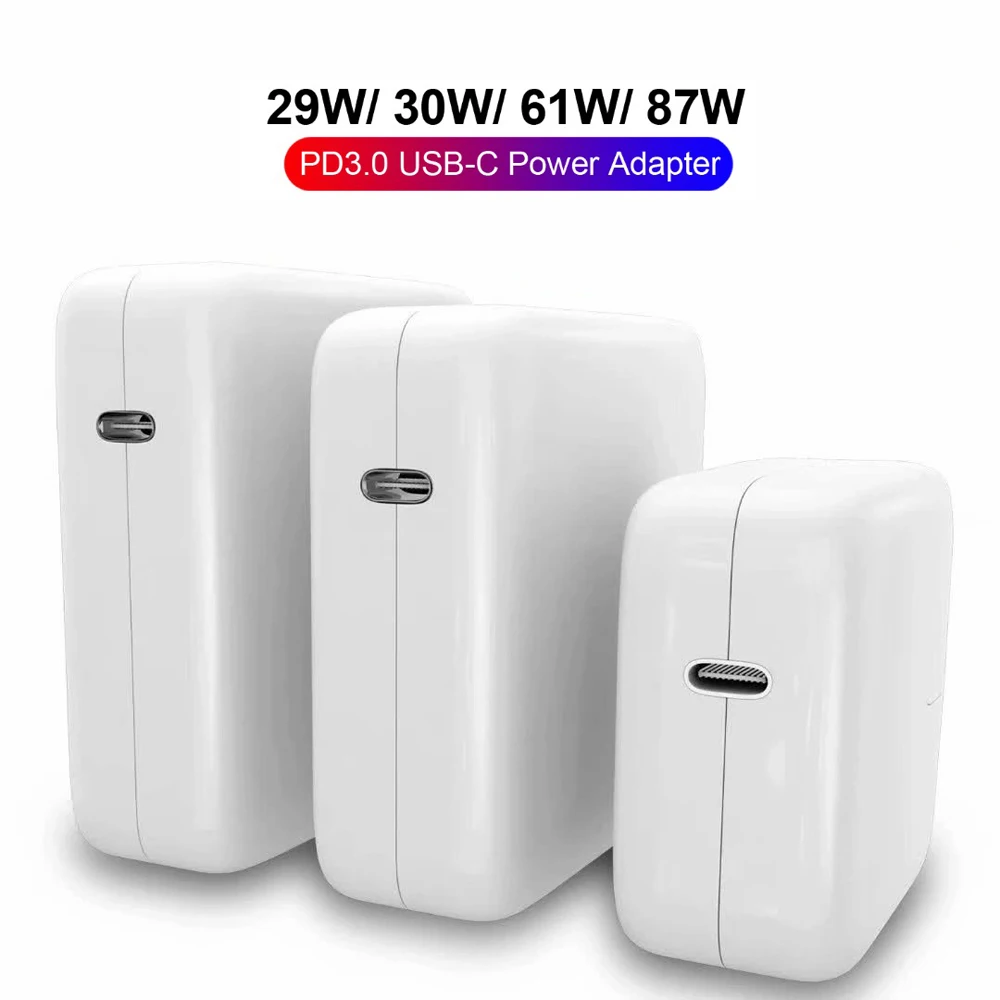 Адаптер питания USB-C PD, 18 Вт, 30 Вт, 61 Вт, 87 Вт, быстрое зарядное устройство QC3.0 для нового MacBook Pro/Air, Iphone 11 pro/IPad Pro, адаптер для ноутбука