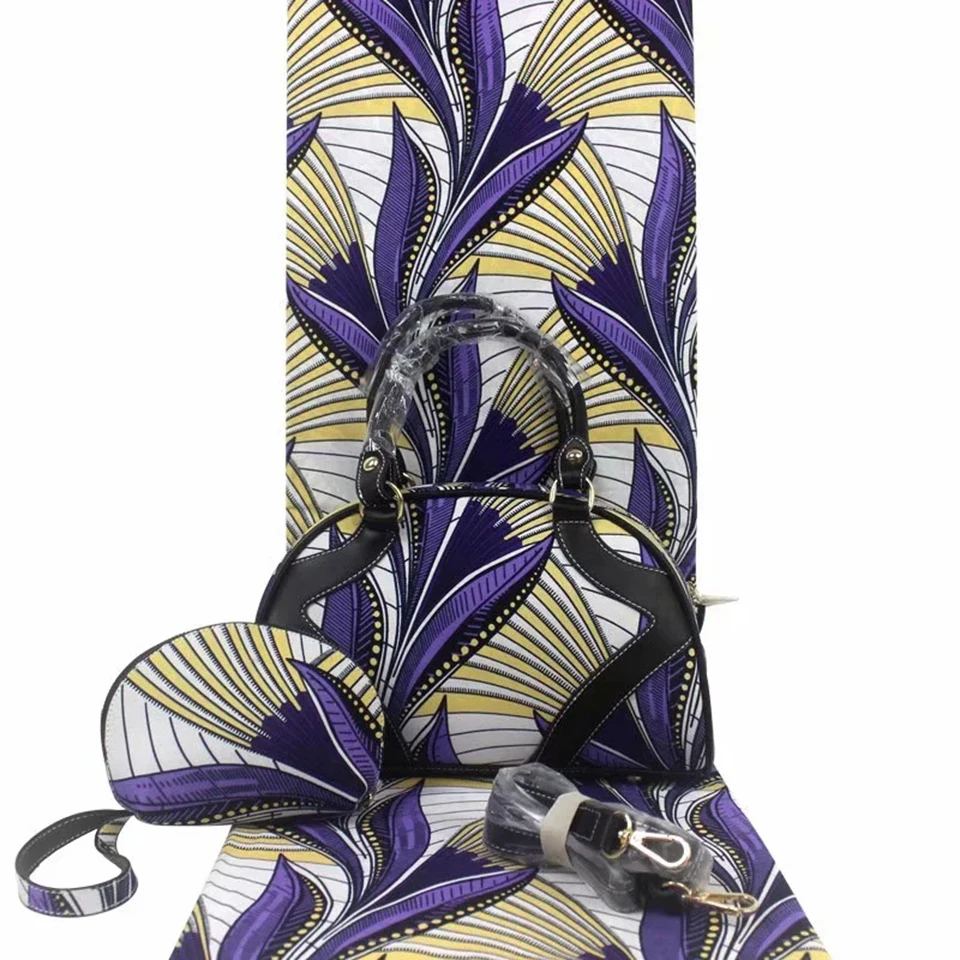 

3pcs Set Ankara Handbag+ Clutch Bag+6 Yard African Wax Print ankara kitenge dress fabrics YB-6
