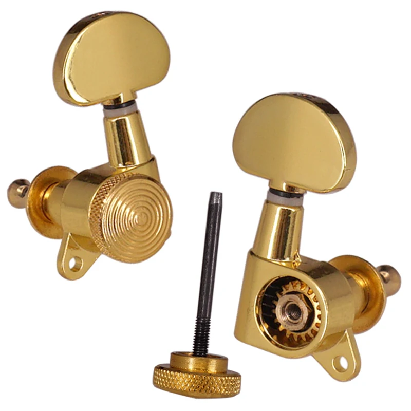3r3l gold gesperrt string tuner tuning peg schlüssel maschine köpfe halbkreis taste für akustische elektrische gitarre schloss schaller
