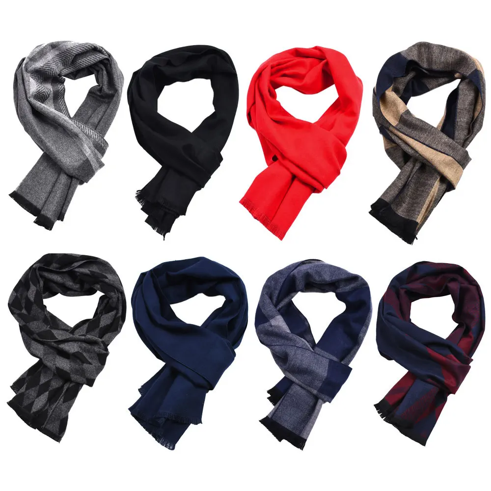 

Fashion Shawl Scarves Men Winter Warm Tartan Scarf Business Casual Plaid Stripe Rayon Wraps Long Scarves