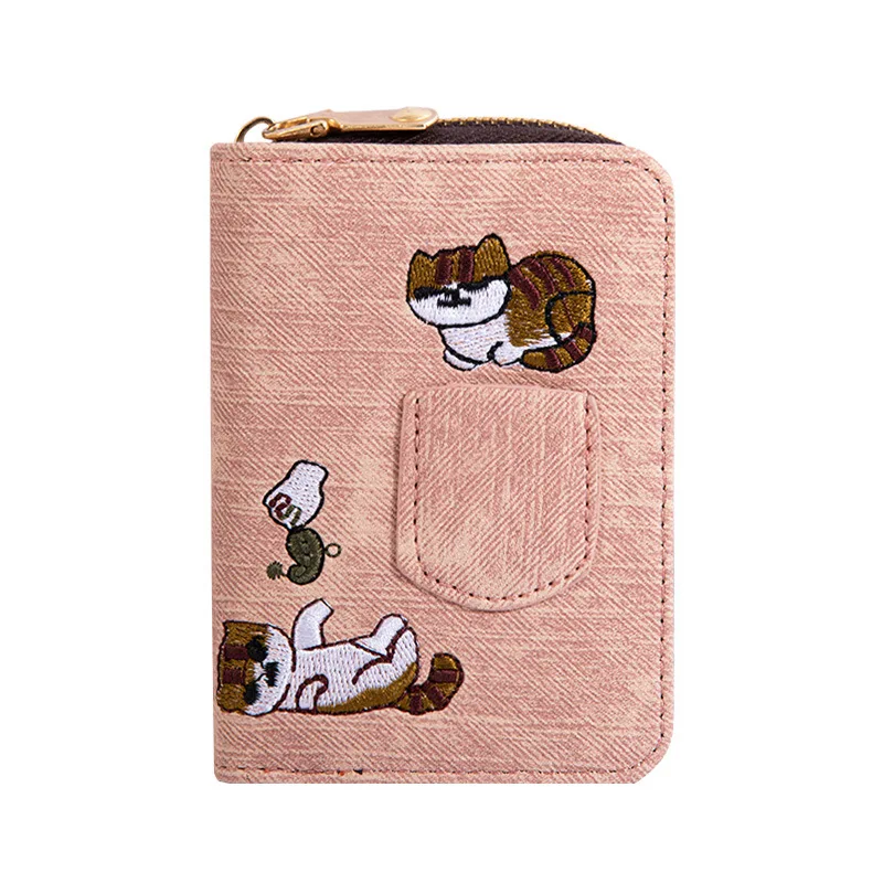 

Card Bag Wallet Student Girl Short Canvas Embroidery Cute Girl Simple Folding Coin Purse Money Purse Luxury Designer Wallets