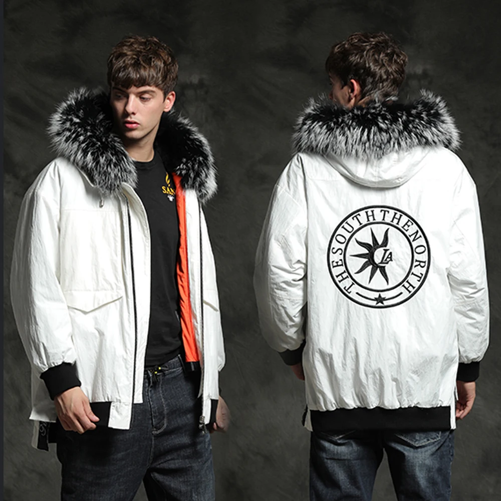 2019 новая енотовидная собака Меховая зимняя Мужская парка Повседневная Подкладка