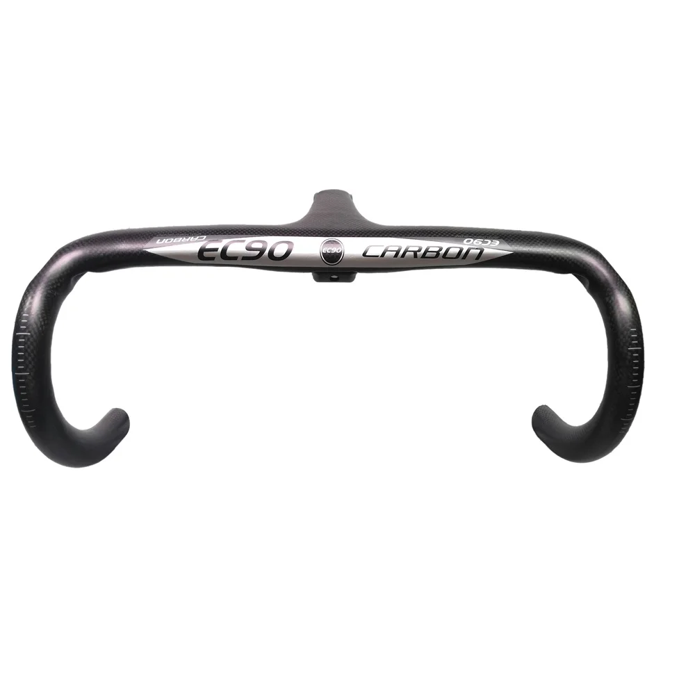 Дешево Полностью из углеродного волокна, руль для шоссейного велосипеда из встроен один кусок стволовых руль прямая рукоятка изогнутый стержень ...