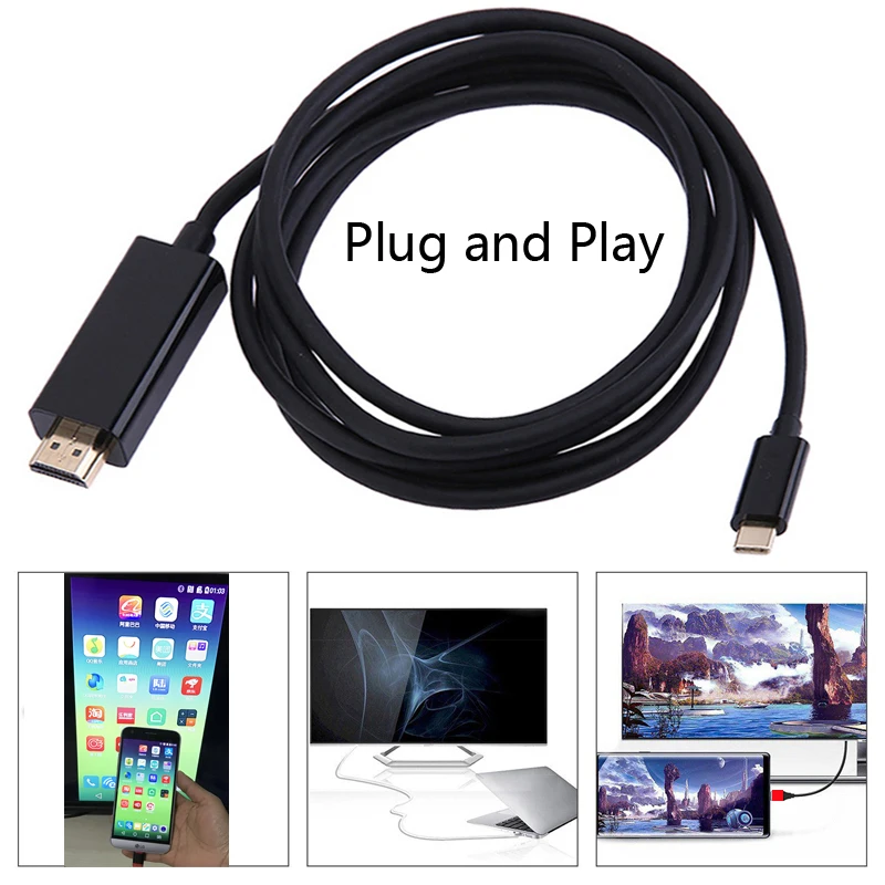 Кабель Type C HDMI-совместимый с ТВ HDTV видео адаптер для Huawei P20 P30 P40 Samsung Galaxy S20 S10 S9 S8 Plus