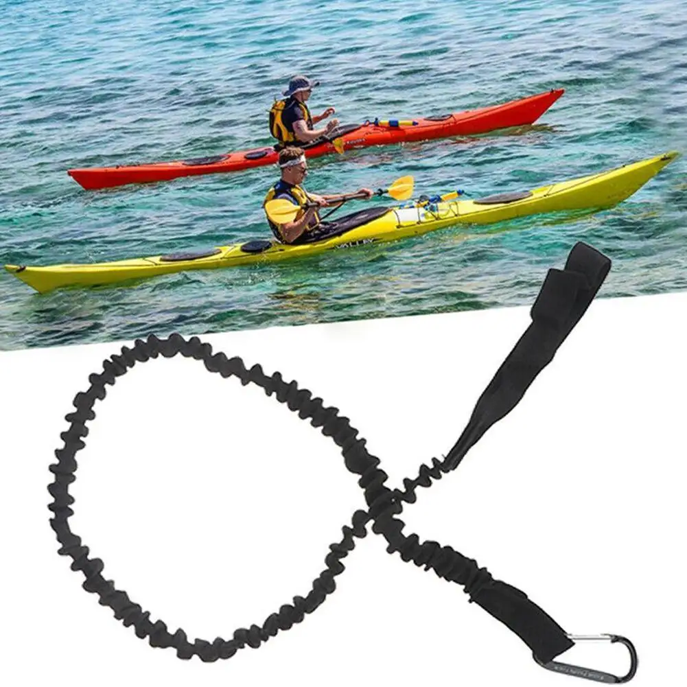 

Rowing Boat Elastic Paddle Leash Kayak Canoe Paddle Safety Rod Rowing Accessories Carabiner Boats Rope Leash W7H4