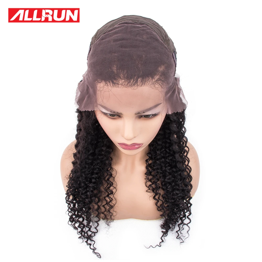 Allrun парик с глубокой волной бесклеевая кружевная передняя часть человеческие