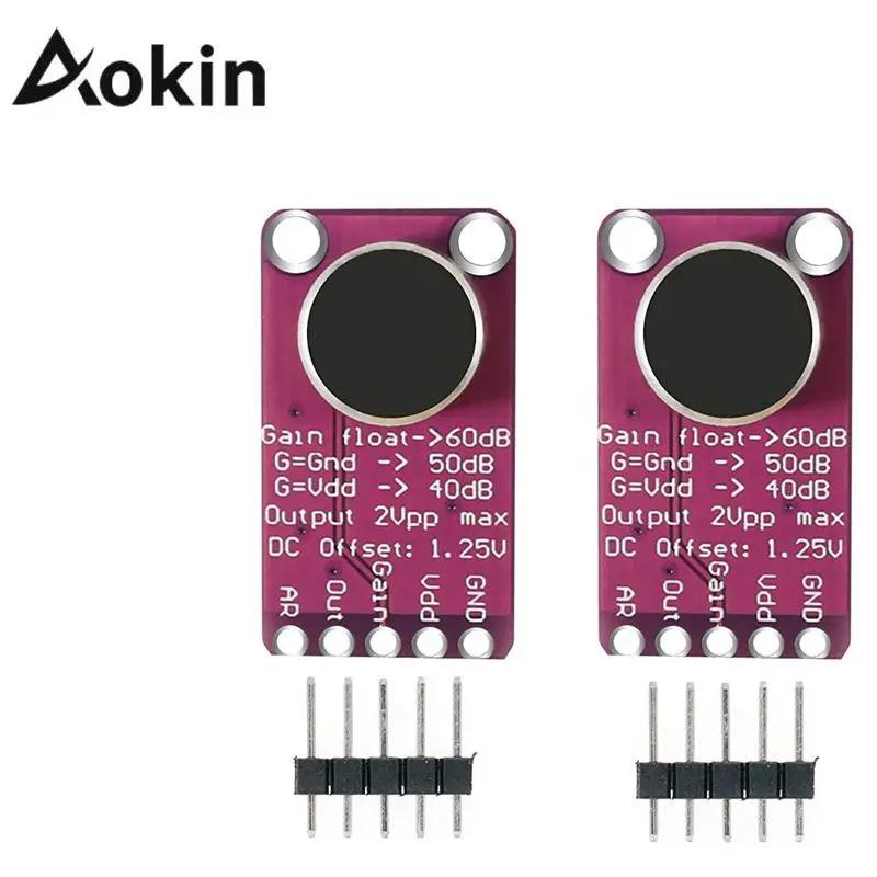 

Aokin 2PCS MAX9814 Electret Microphone Amplifier Board Module with Auto Gain Control For Arduino