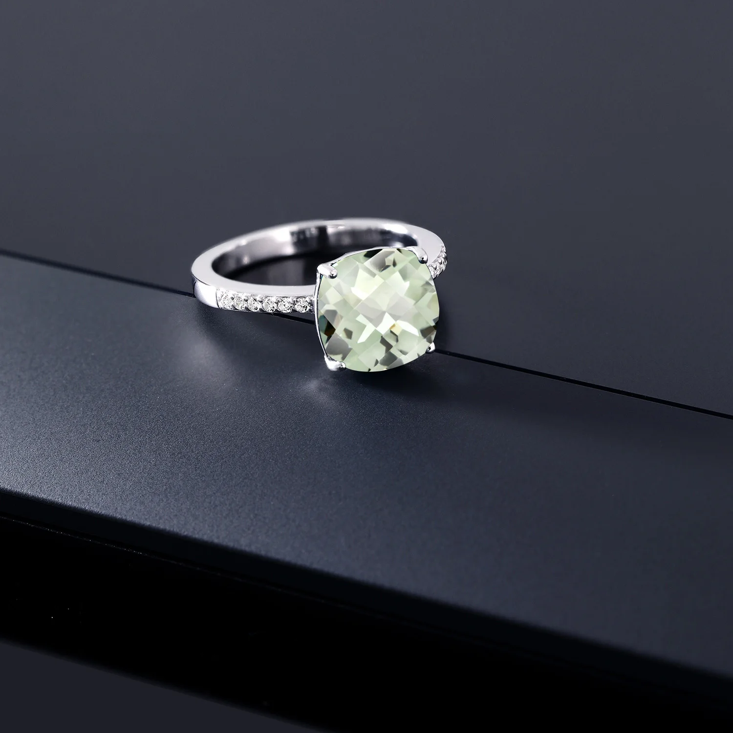 Женские шахматные кольца GemStoneKing из серебра 925 пробы с натуральным зеленым