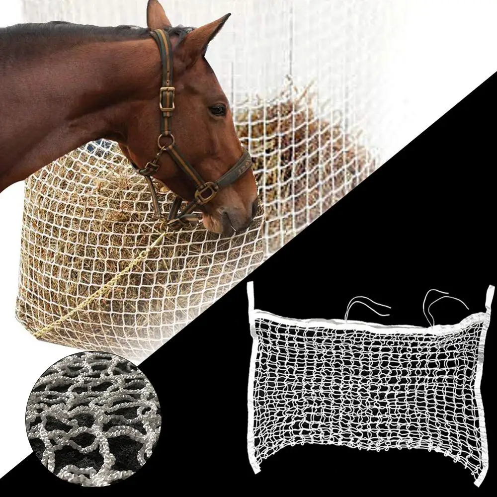 

Hay Net Bag Slow Feed Bag Horse Feeder Full Day Feeding Large Feeder Bag with Small Holes woven mesh Equestrian supplies