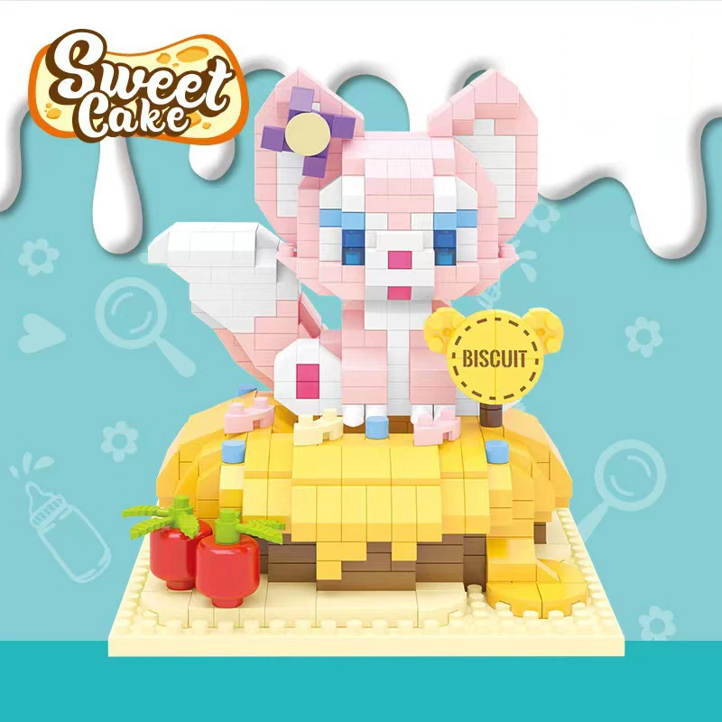 

732pcs+ Disney New Friend LinaBell Micro Building Blocks Pink Fox Cake Mini Diamond Brick Figures Toys For Kids Christmas Gift