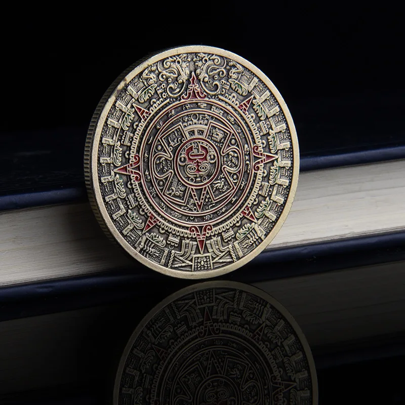 

Mayan Lacquer Dragon Bronze Medal Mayan Corona Pyramid Lucky Medal Collection Coin Gift