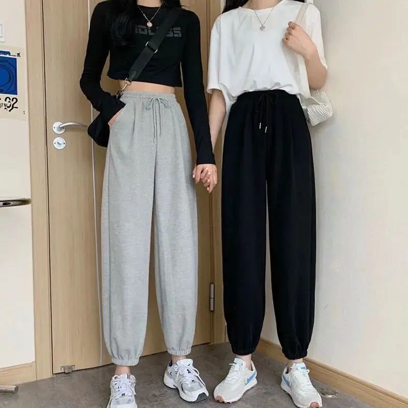 

2021 new grey leisure wide leg pants for female students