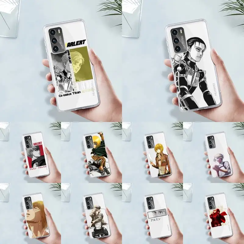 

Armin Arlert Attack on Titan Phone Case Transparent For Huawei MATE P 40 30 20 10 pro plus lite X 5G Soft TPU Clear Mobile bags