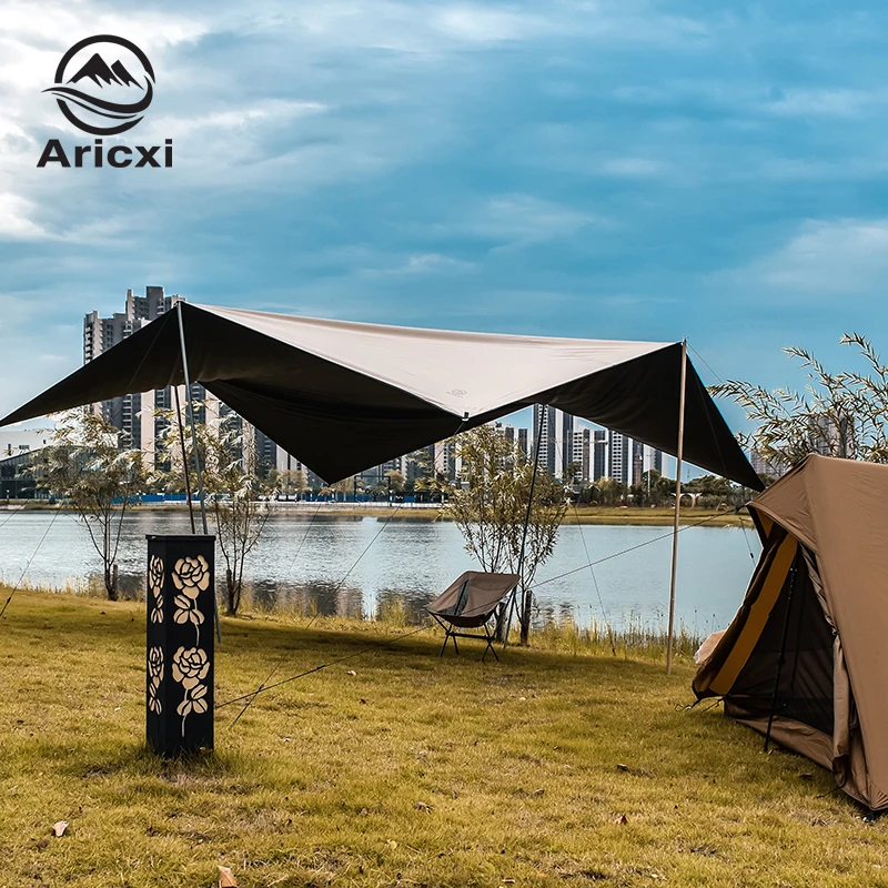 Aricxi Black Coating Tarp Outdoor Camping Sun Shelter Shade Awning Thickened 210D Oxford cloth ANTI UV high waterproof tarp | Спорт и