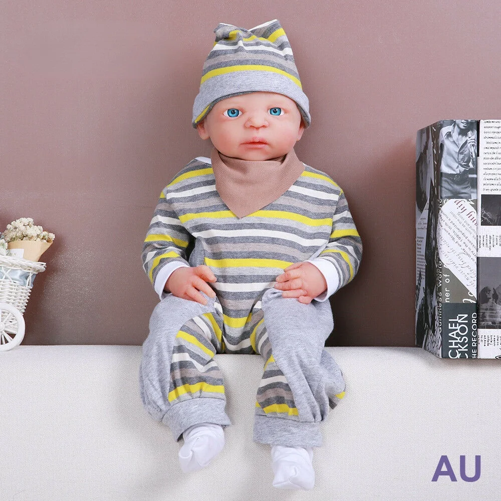 

Realistic 21 Inch Full Silicone Doll Blue Eyes Boy Big Rebirth Baby Baby Child Gift