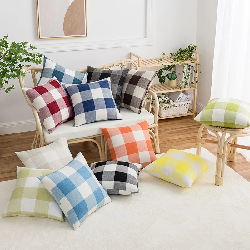 

Nordic Style Linen Plaid Decorative Cushions Pillowcase Cushion Cover Throw Pillow Sofa Decoration Outdoors Pillowcove 40806