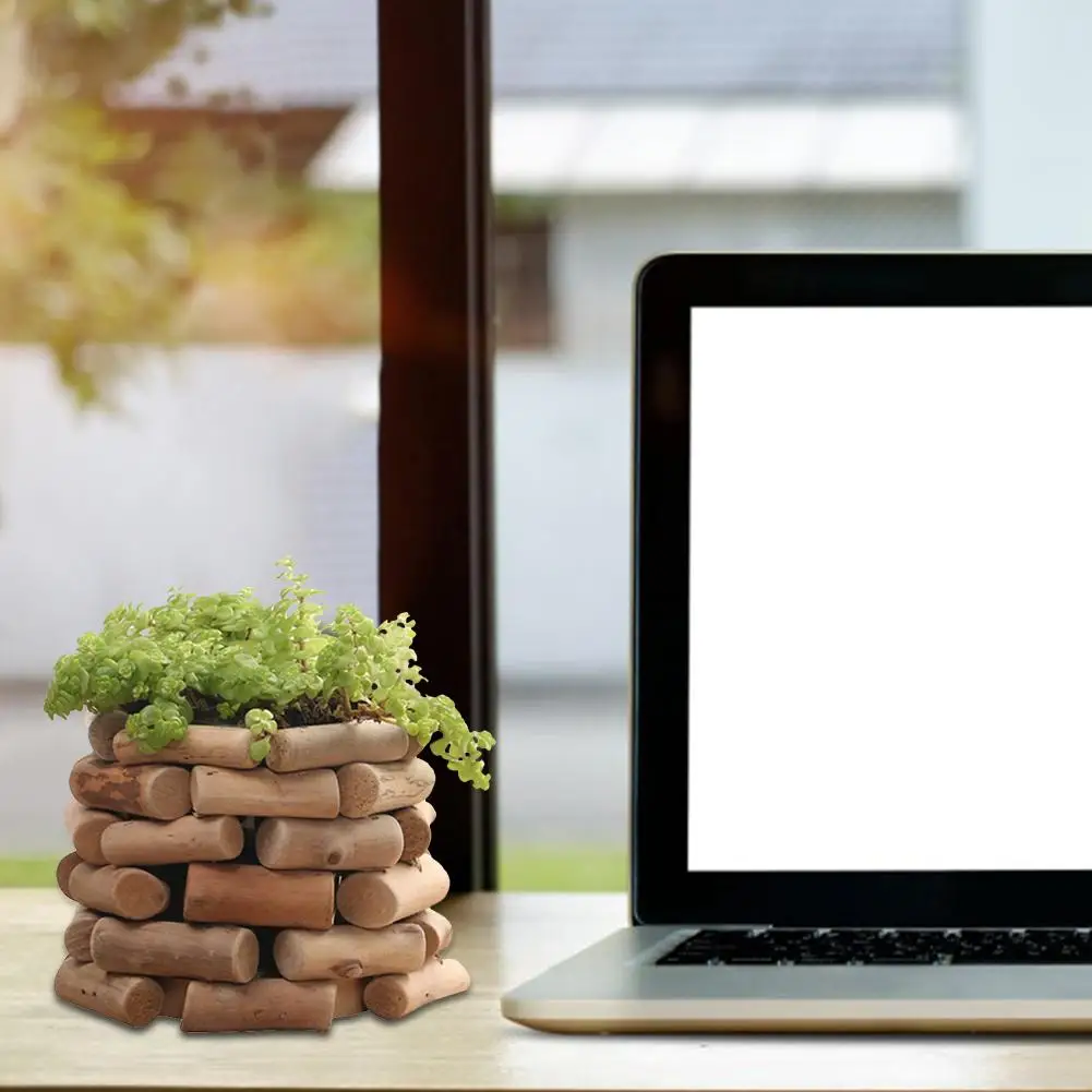 Натуральный Деревянный суккулентный цветочный горшок маленький садовый