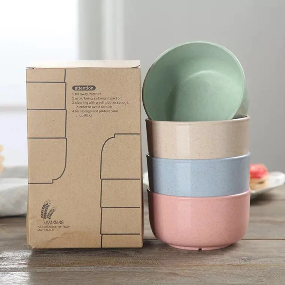 4 шт Пшеничная солома детей обороны прямая чаша детские столовые приборы костюм