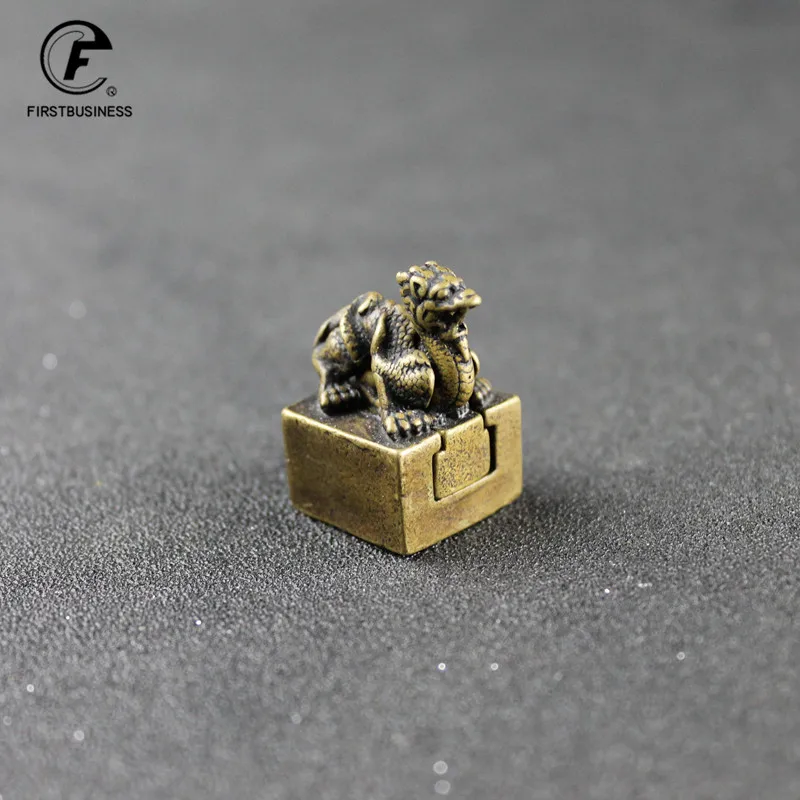 Резной маленький медный дракон домашний декор с уплотнением винтажные латунные