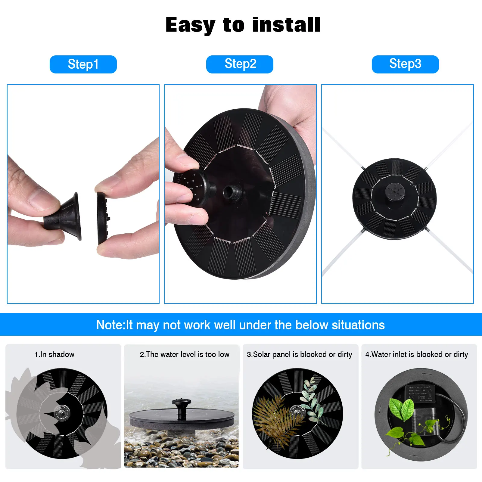 

W Floating Solar Fountain Garden Water Fountain Pool Pond Decoration Solar Powered Water Pump Bird Fountain Lawn sweetie