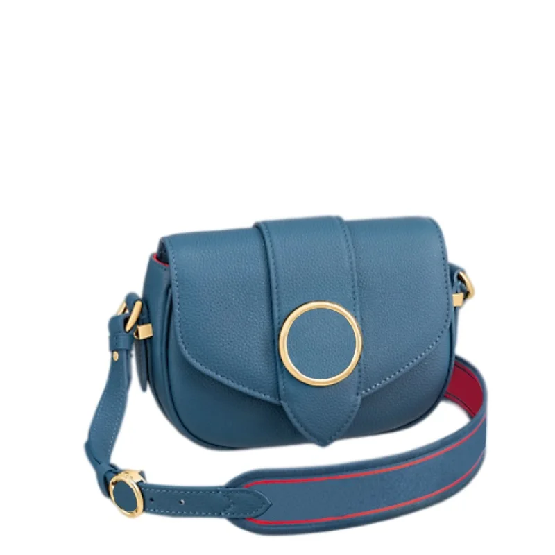 

Women's Grained Calfskin Letter Embroidered Fabric Metal Accessories Adjustable Strap Female Shoulder Messenger Flap Bags Purse