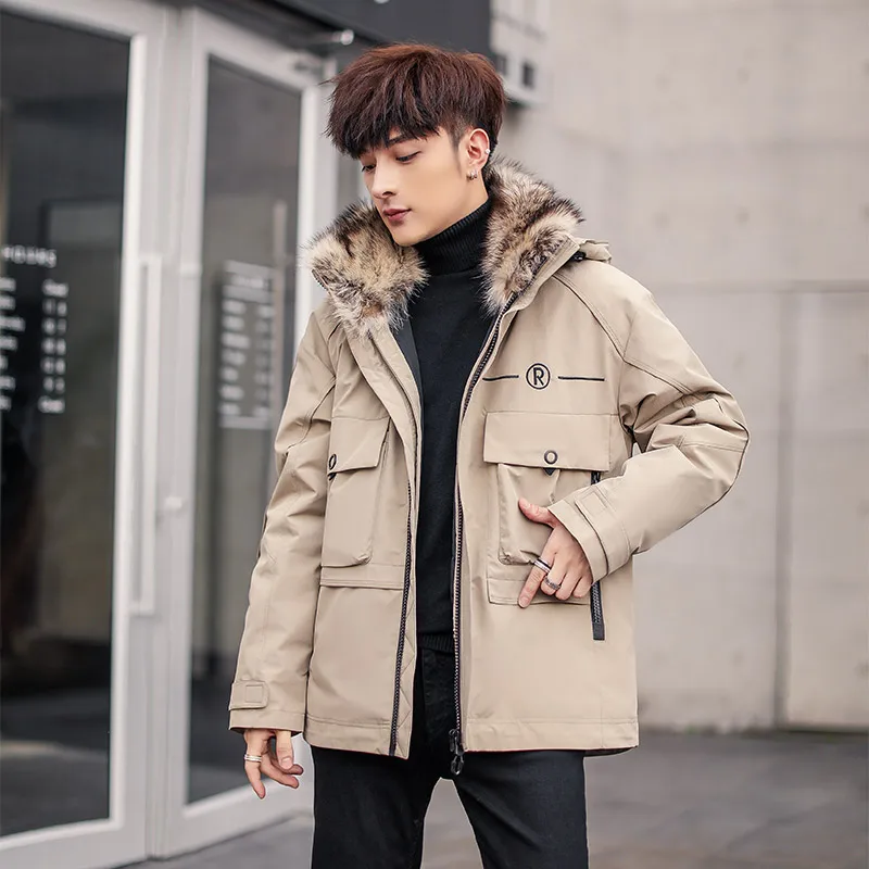 

Mens Men Rabbit Coat Clothing Goose Down Korean Warm Winter Jacket Real Fur Parka Casaco P04 YY2096