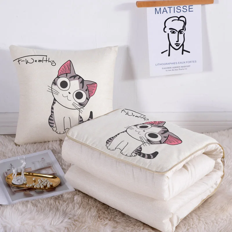 2 в 1 мультяшный складной стеганый плед с скандинавскими принтами квадратное